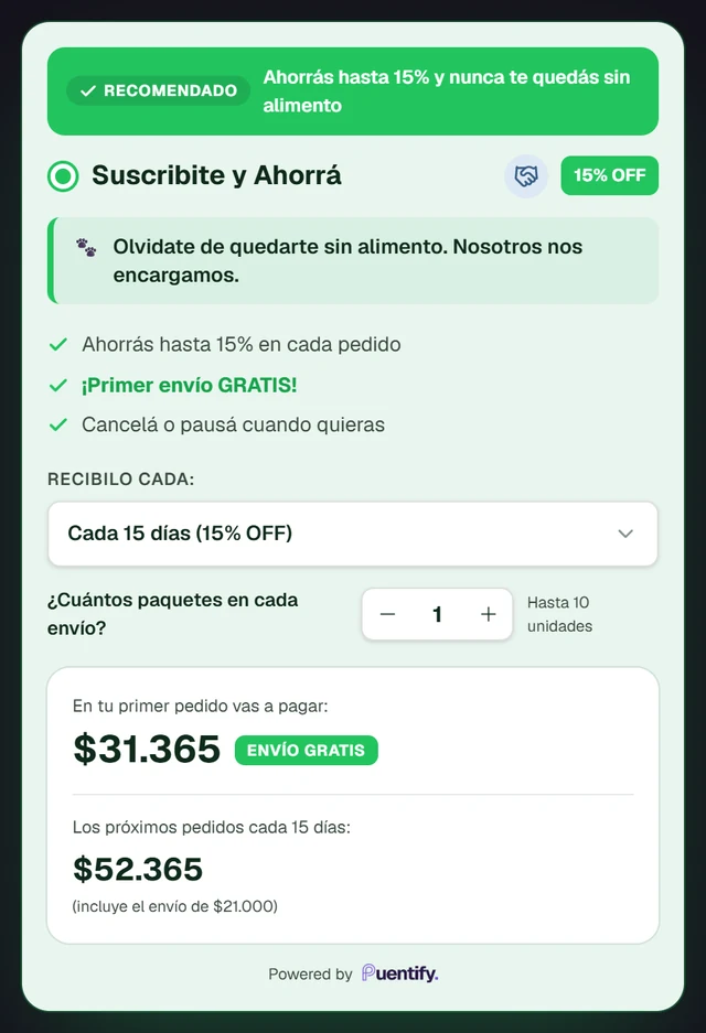 Botón de suscripción en la ficha